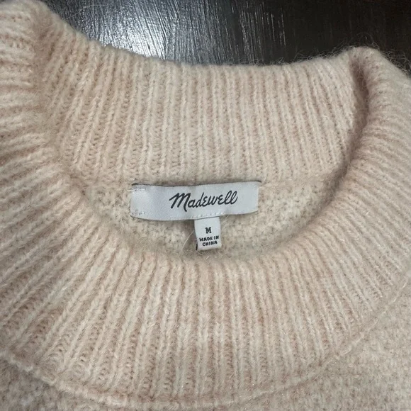 Madewell NWT Cream Cable Knit Sweater | Size M | Alpaca Wool Blend Neutral Beige - Picture 3 of 9